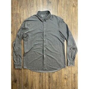 Lululemon Men’s L Commission Shirt Gray Wash Button-Up Long Sleeve Performance
